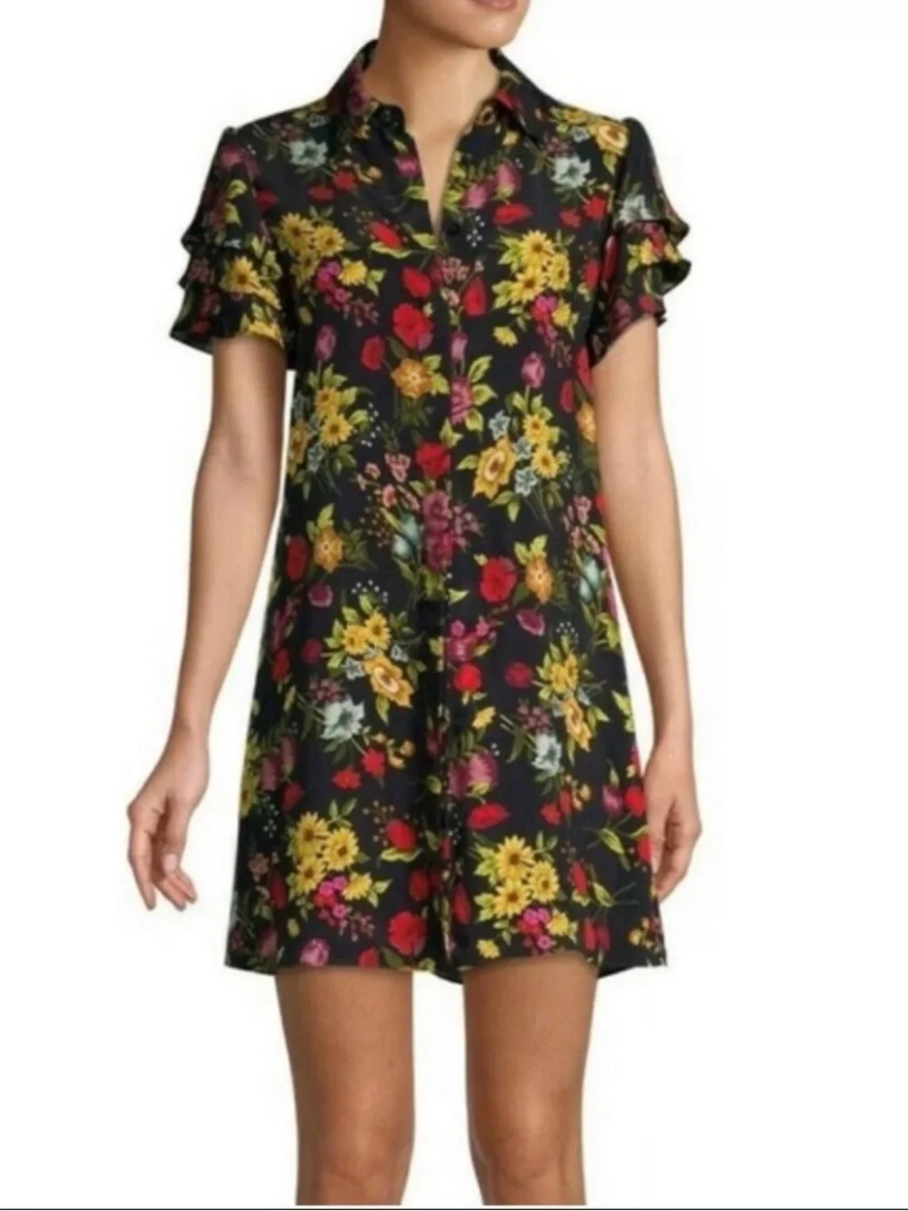 ALICE & OLIVIA Western Floral Silk Dress - Picture 1 of 9